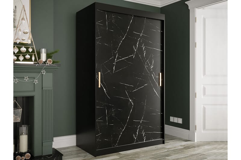 Marmuria Garderobe 120 cm Marmormønster - Sort - Opbevaring - Tøjopbevaring - Garderobeskabe
