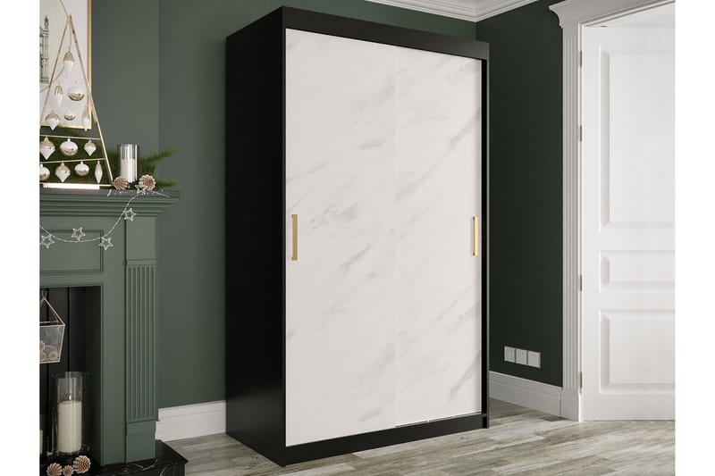 Marmuria Garderobe 120 cm Marmormønster - Sort/Hvid/Guld - Opbevaring - Tøjopbevaring - Garderobeskabe