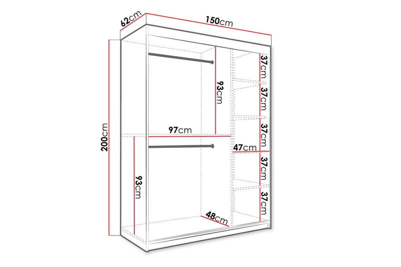 Marmuria Garderobe 150 cm Marmormønster - Hvid/Guld - Garderobeskabe - Garderobeskab & klædeskab