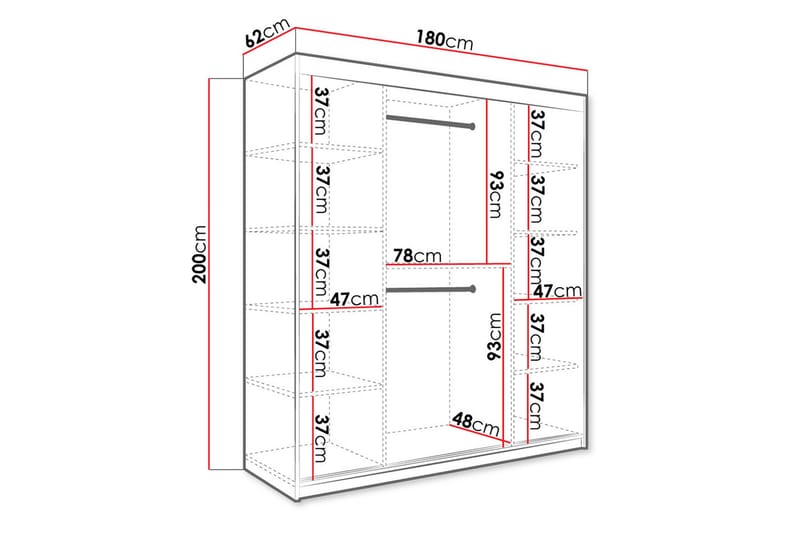 Marmuria Garderobe 180 cm Marmormønster - Hvid/Guld - Garderobeskabe - Garderobeskab & klædeskab