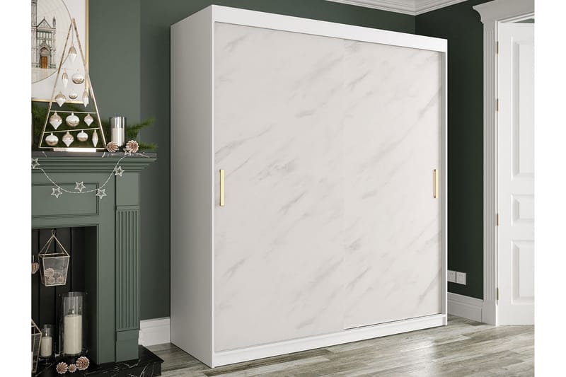 Marmuria Garderobe 180 cm Marmormønster - Hvid/Guld - Opbevaring - Tøjopbevaring - Garderobeskabe