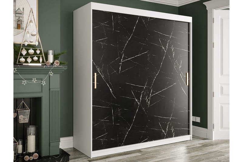 Marmuria Garderobe 180 cm Marmormønster - Hvid/Sort/Guld - Opbevaring - Tøjopbevaring - Garderobeskabe