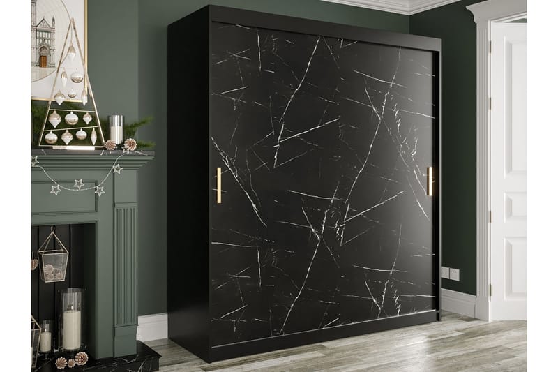 Marmuria Garderobe 180 cm Marmormønster - Sort - Opbevaring - Tøjopbevaring - Garderobeskabe