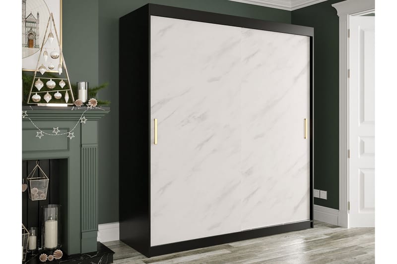 Marmuria Garderobe 180 cm Marmormønster - Sort/Hvid/Guld - Opbevaring - Tøjopbevaring - Garderobeskabe