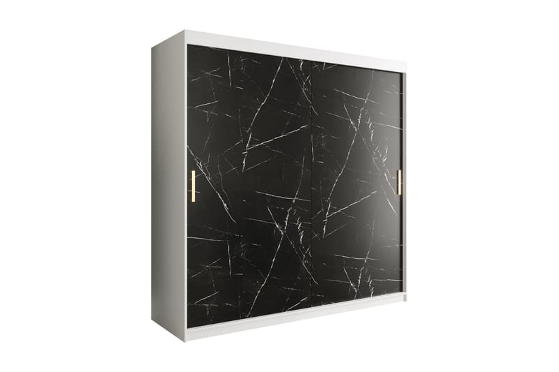 Marmuria Garderobe 200 cm Marmormønster - Hvid/Sort/Guld - Opbevaring - Tøjopbevaring - Garderobeskabe