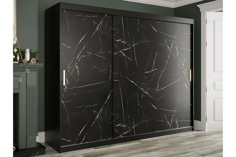 Marmuria Garderobe 250 cm Marmormønster - Sort - Opbevaring - Tøjopbevaring - Garderobeskabe