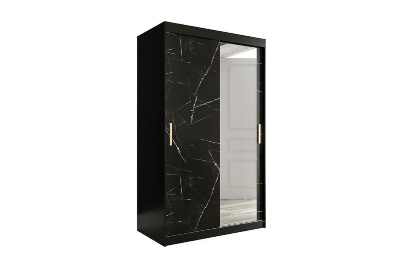 Marmuria Garderobe med Spejl 120 cm Marmormønster - Sort - Opbevaring - Tøjopbevaring - Garderobeskabe