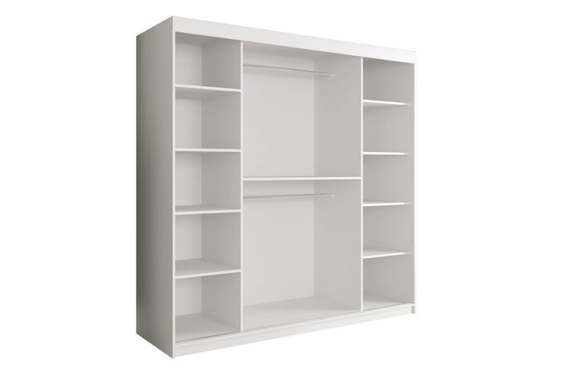 Marmuria Garderobe med Spejle Kant 200 cm Marmormønster - Sort/Hvid/Guld - Opbevaring - Tøjopbevaring - Garderobeskabe