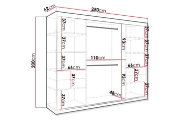 Marmuria Garderobe med Spejle Kant 250 cm Marmormønster - Sort - Opbevaring - Tøjopbevaring - Garderobeskabe