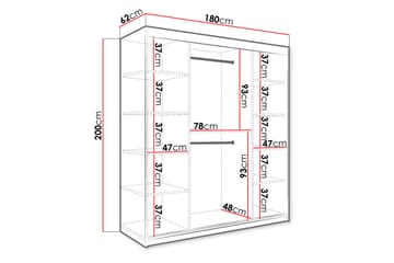 Marmuria Garderobe med Spejle Midt 180 cm Marmormønster - Sort/Hvid/Guld - Opbevaring - Tøjopbevaring - Garderobeskabe