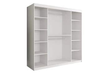 Marmuria Garderobe med Spejle Midt 200 cm Marmormønster - Hvid/Sort/Guld - Opbevaring - Tøjopbevaring - Garderobeskabe