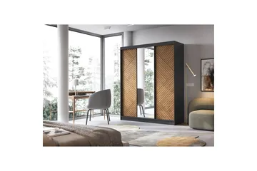 Marrphy Garderobe med Spejl 120x220 cm - Brun - Opbevaring - Tøjopbevaring - Garderobeskabe