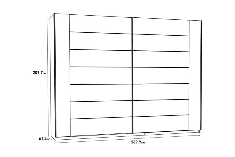 Melnik Garderobe 62x270 cm - Brun/Sort - Opbevaring - Tøjopbevaring - Garderobeskabe