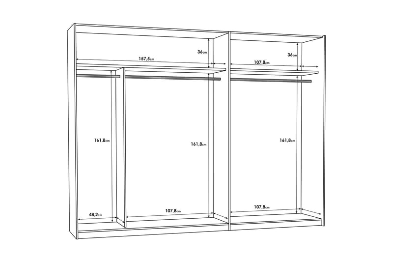 Melnik Garderobe 62x270 cm - Brun/Sort - Opbevaring - Tøjopbevaring - Garderobeskabe