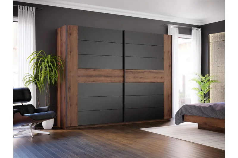 Melnik Garderobe 62x270 cm - Brun/Sort - Opbevaring - Tøjopbevaring - Garderobeskabe