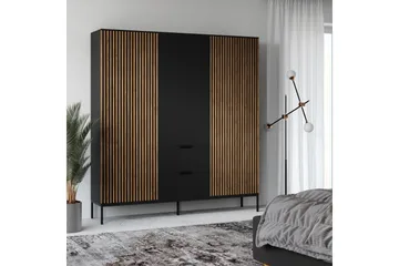 Meorati Garderobe 185x200 cm - Brun - Opbevaring - Tøjopbevaring - Garderobeskabe