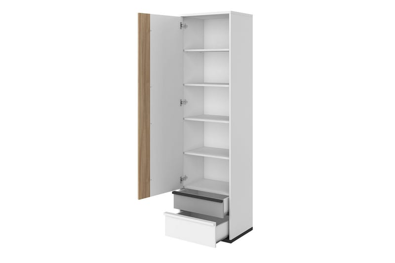 Metropolitan Garderobe 55x199 cm - Brun/Hvid/Lysgrå/Sort - Opbevaring - Tøjopbevaring - Garderobeskabe