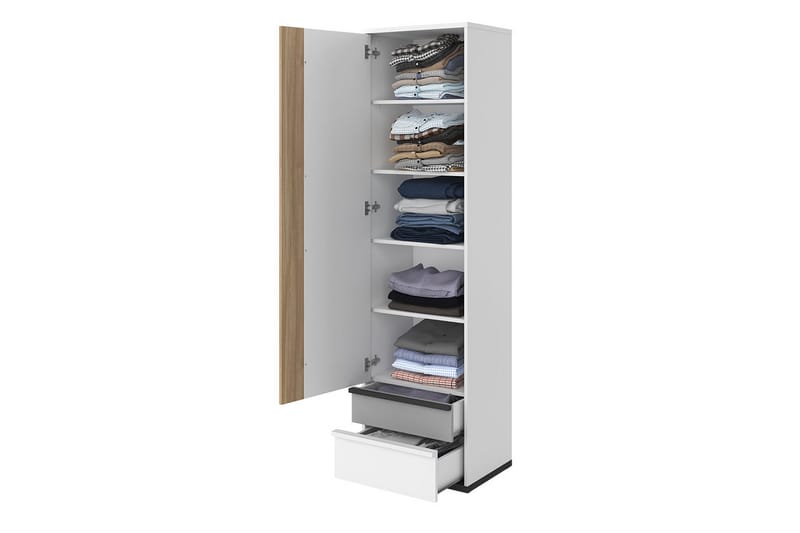 Metropolitan Garderobe 55x199 cm - Brun/Hvid/Lysgrå/Sort - Opbevaring - Tøjopbevaring - Garderobeskabe