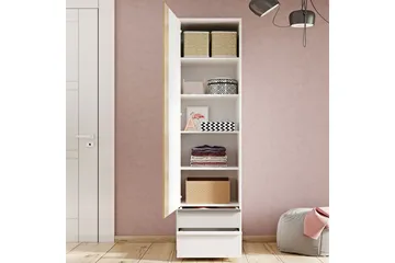 Metropolitan Garderobe 55x199 cm - Brun/Hvid/Lysgrå/Sort - Opbevaring - Tøjopbevaring - Garderobeskabe
