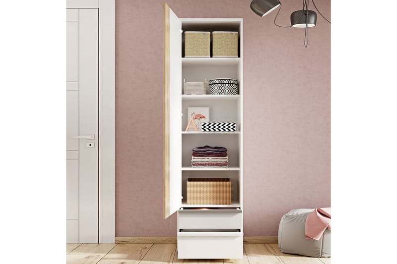 Metropolitan Garderobe 55x199 cm - Brun/Hvid/Lysgrå/Sort - Opbevaring - Tøjopbevaring - Garderobeskabe