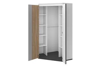 Metropolitan Garderobe 95x199 cm - Brun/Hvid/Lysgrå/Sort - Opbevaring - Tøjopbevaring - Garderobeskabe - Hjørnegarderobe