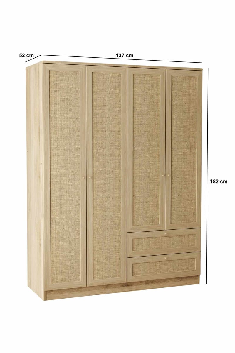 Meyloren garderobe 137x182 cm - Beige - Opbevaring - Tøjopbevaring - Garderobeskabe - Garderobeskab & klædeskab