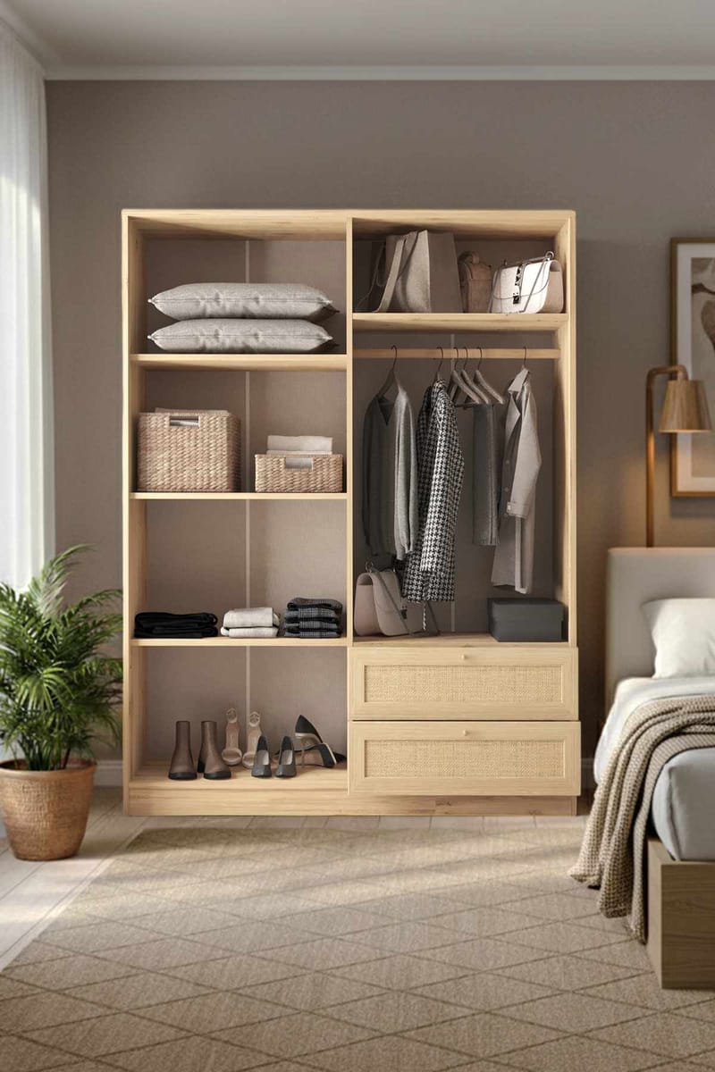 Meyloren garderobe 137x182 cm - Beige - Opbevaring - Tøjopbevaring - Garderobeskabe - Garderobeskab & klædeskab