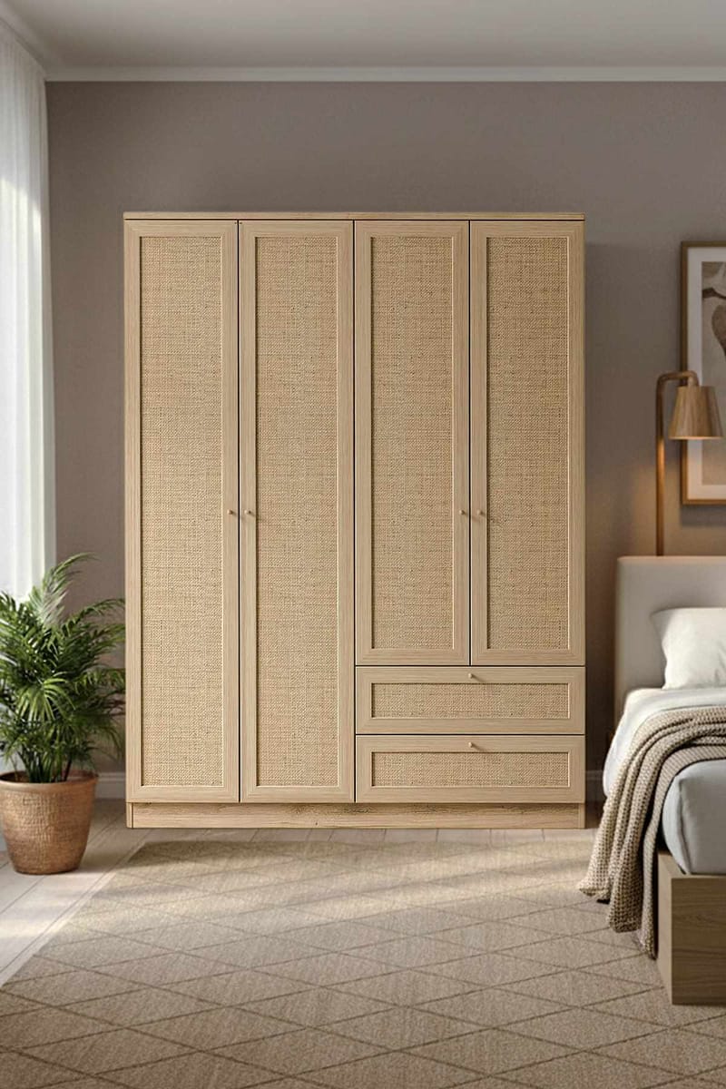 Meyloren garderobe 137x182 cm - Beige - Opbevaring - Tøjopbevaring - Garderobeskabe - Garderobeskab & klædeskab