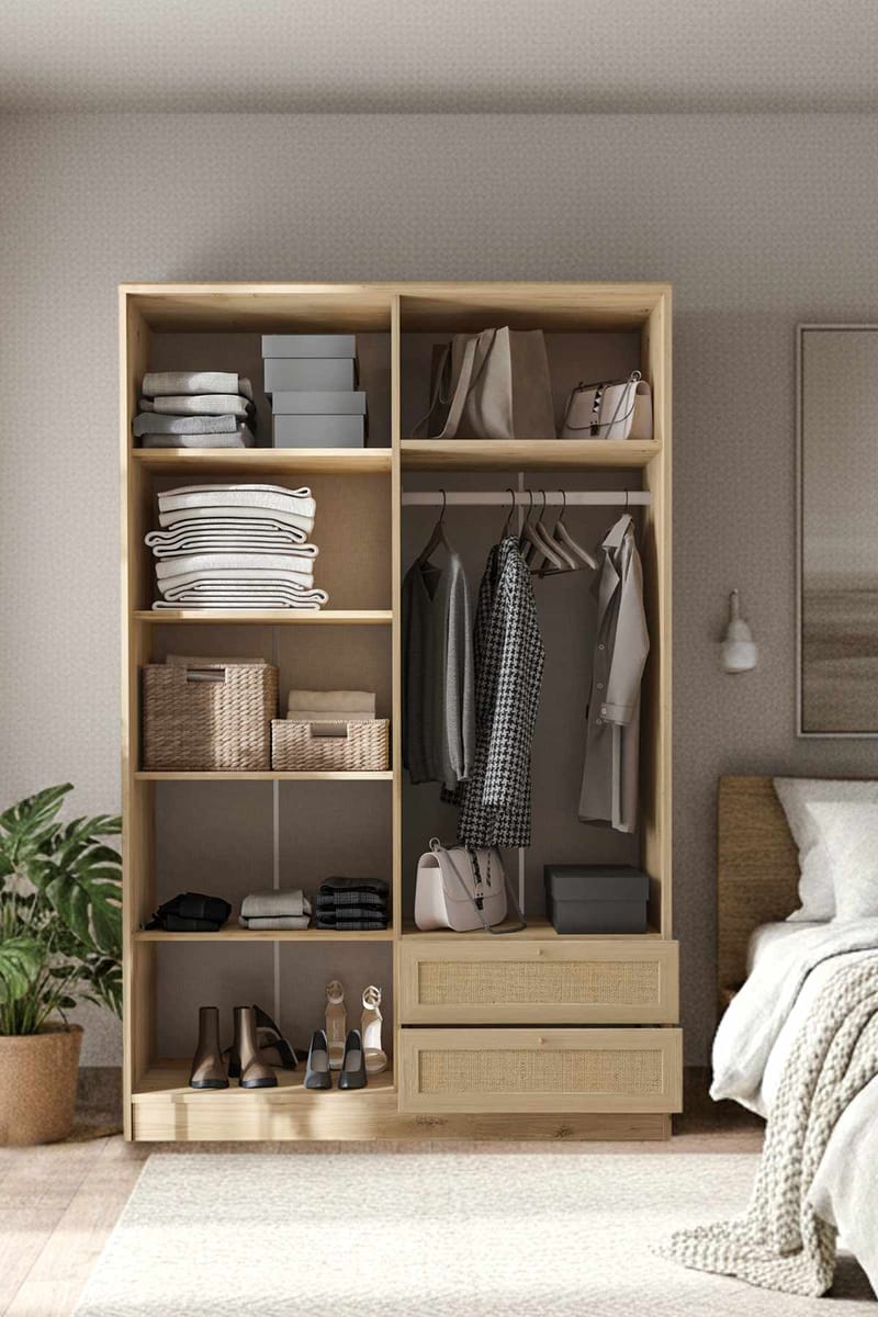 Meyloren garderobe 137x210 cm - Beige - Opbevaring - Tøjopbevaring - Garderobeskabe - Garderobeskab & klædeskab