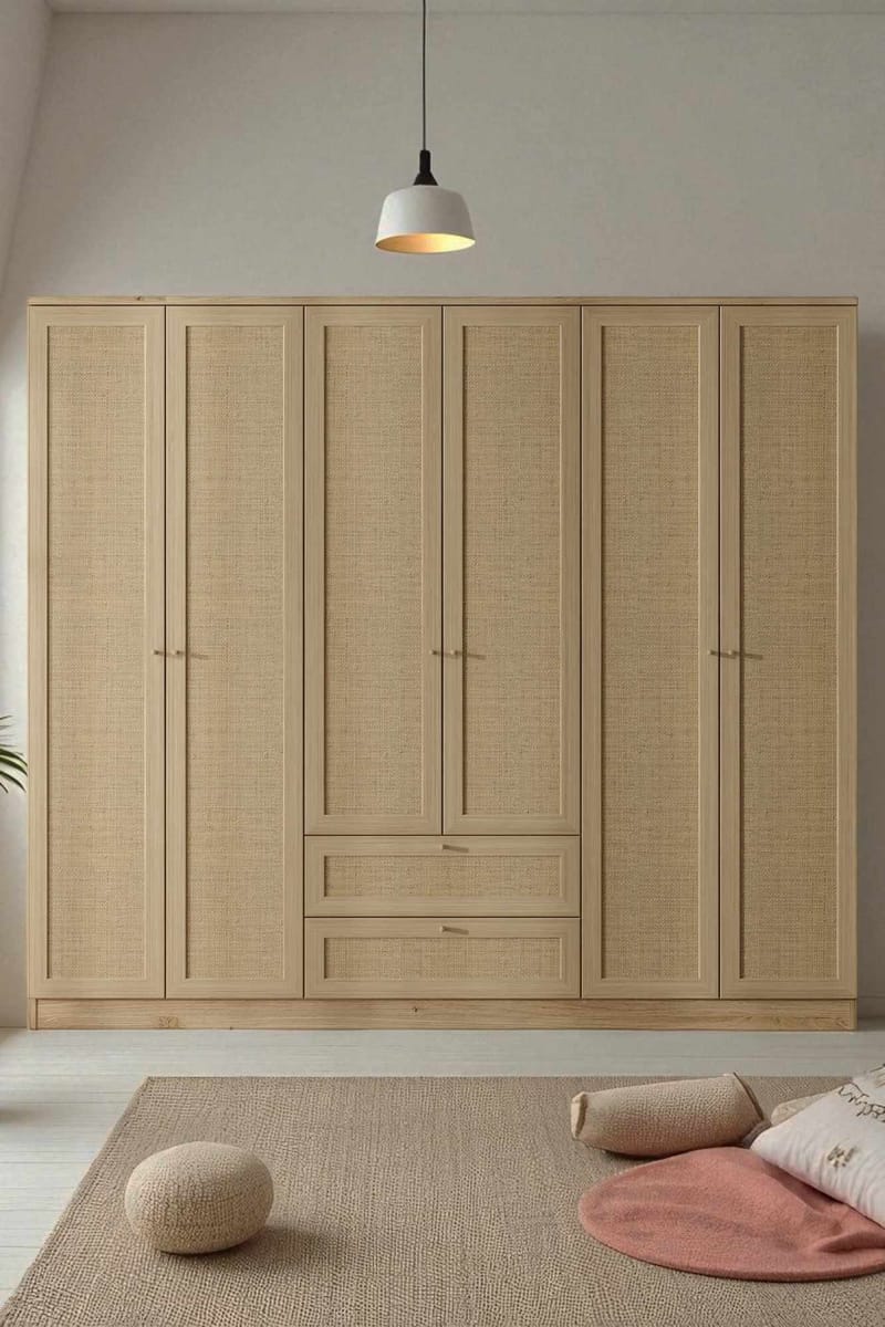 Meyloren garderobe 206x182 cm - Beige - Opbevaring - Tøjopbevaring - Garderobeskabe - Garderobeskab & klædeskab
