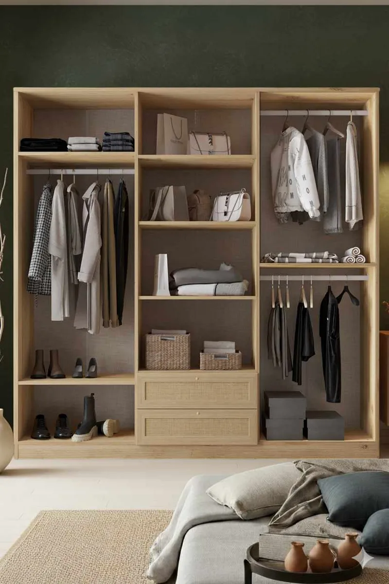 Meyloren garderobe 206x210 cm - Beige - Opbevaring - Tøjopbevaring - Garderobeskabe - Garderobeskab & klædeskab