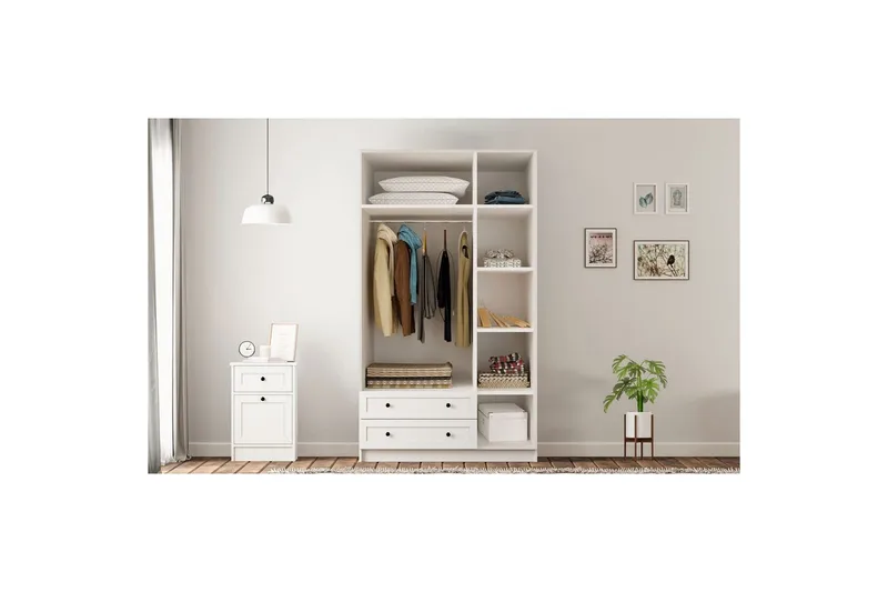Meyra Garderobe 105x184 cm - Mat Hvid - Opbevaring - Tøjopbevaring - Garderobeskabe