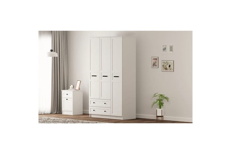 Meyra Garderobe 105x184 cm - Mat Hvid - Opbevaring - Tøjopbevaring - Garderobeskabe
