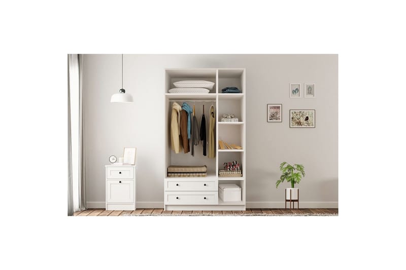 Meyra Garderobe 105x184 cm - Mat Hvid - Opbevaring - Tøjopbevaring - Garderobeskabe