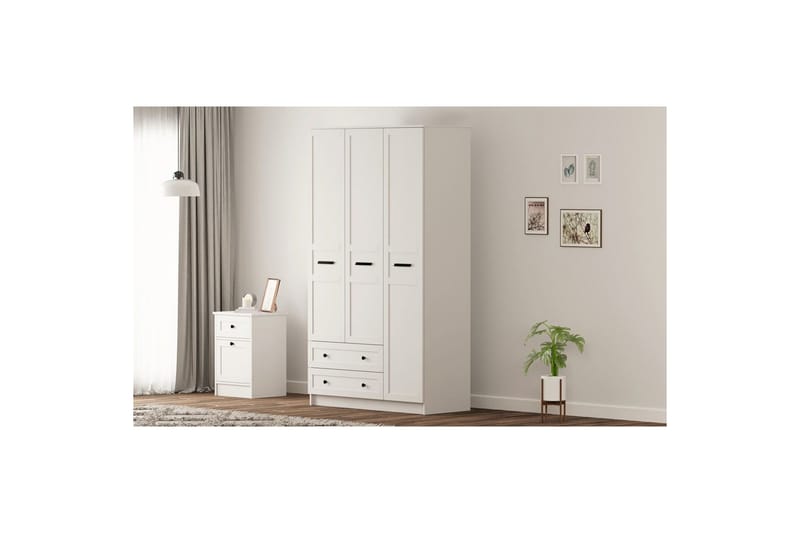 Meyra Garderobe 105x184 cm - Mat Hvid - Opbevaring - Tøjopbevaring - Garderobeskabe
