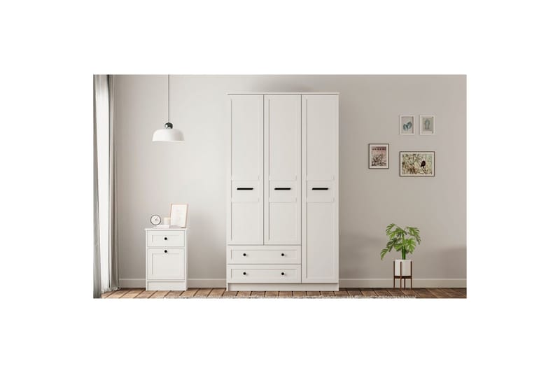 Meyra Garderobe 105x210 cm - Mat Hvid - Opbevaring - Tøjopbevaring - Garderobeskabe
