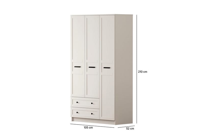Meyra Garderobe 105x210 cm - Mat Hvid - Opbevaring - Tøjopbevaring - Garderobeskabe