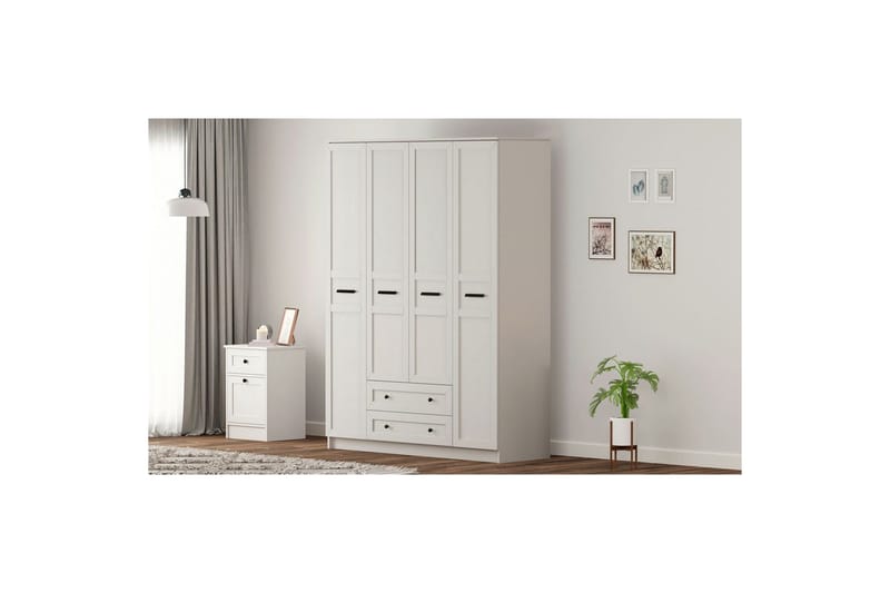 Meyra Garderobe 140x184 cm - Mat Hvid - Opbevaring - Tøjopbevaring - Garderobeskabe