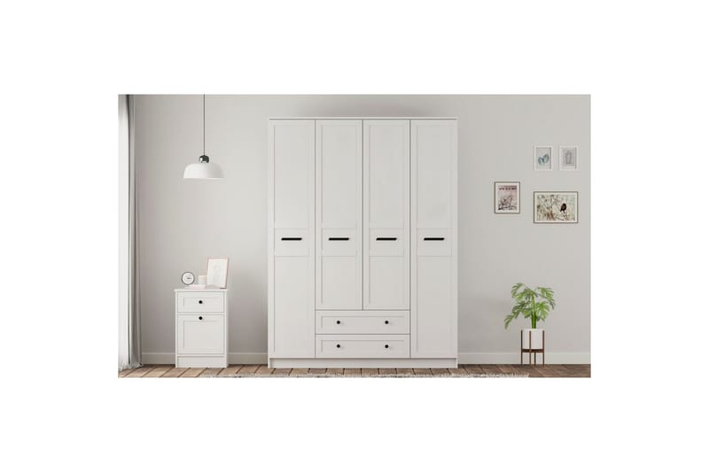 Meyra Garderobe 140x210 cm - Hvid - Opbevaring - Tøjopbevaring - Garderobeskabe