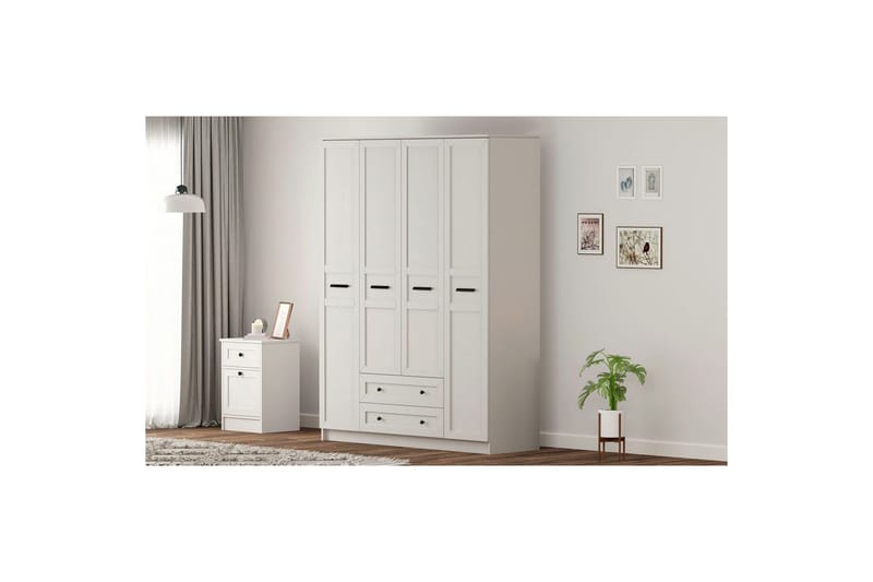 Meyra Garderobe 140x210 cm - Hvid - Opbevaring - Tøjopbevaring - Garderobeskabe