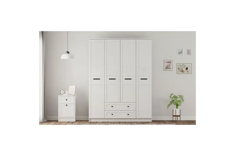 Meyra Garderobe 140x210 cm - Hvid - Opbevaring - Tøjopbevaring - Garderobeskabe