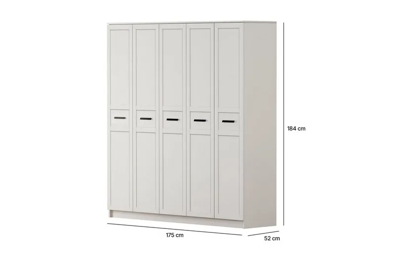 Meyra Garderobe 175x184 cm - Mat Hvid - Opbevaring - Tøjopbevaring - Garderobeskabe