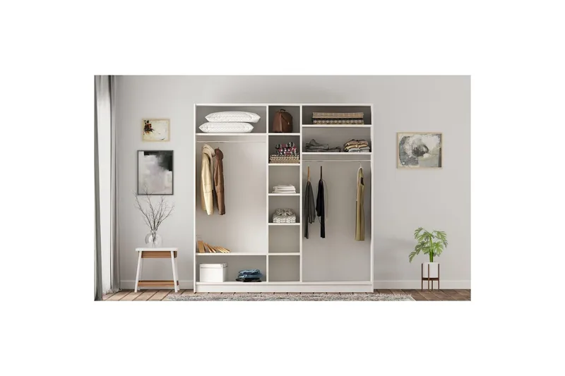 Meyra Garderobe 175x184 cm - Mat Hvid - Opbevaring - Tøjopbevaring - Garderobeskabe