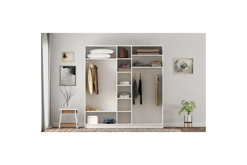 Meyra Garderobe 175x210 cm - Mat Hvid - Opbevaring - Tøjopbevaring - Garderobeskabe
