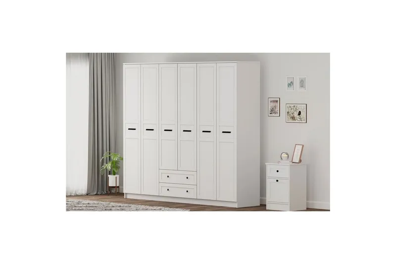 Meyra Garderobe 210x184 cm - Hvid - Opbevaring - Tøjopbevaring - Garderobeskabe