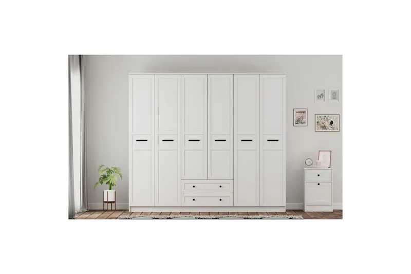 Meyra Garderobe 210x184 cm - Hvid - Opbevaring - Tøjopbevaring - Garderobeskabe