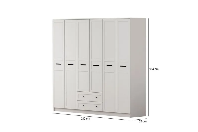 Meyra Garderobe 210x184 cm - Hvid - Opbevaring - Tøjopbevaring - Garderobeskabe