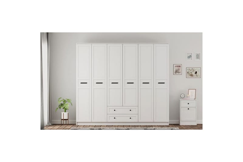 Meyra Garderobe 210x184 cm - Hvid - Opbevaring - Tøjopbevaring - Garderobeskabe