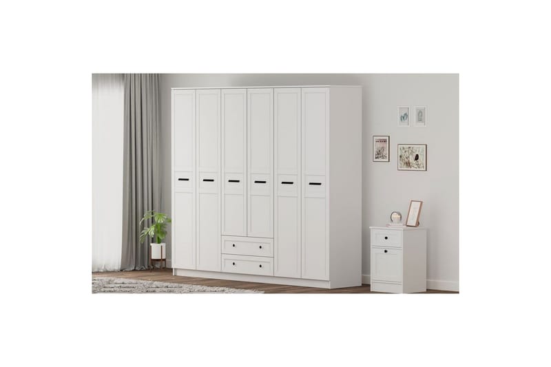 Meyra Garderobe 210x184 cm - Hvid - Opbevaring - Tøjopbevaring - Garderobeskabe