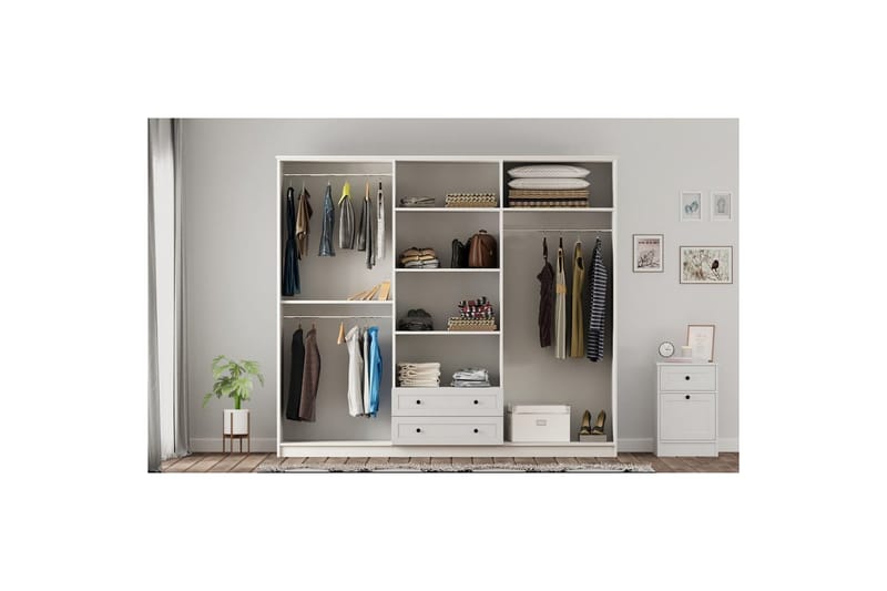 Meyra Garderobe 210x210 cm - Mat Hvid - Opbevaring - Tøjopbevaring - Garderobeskabe